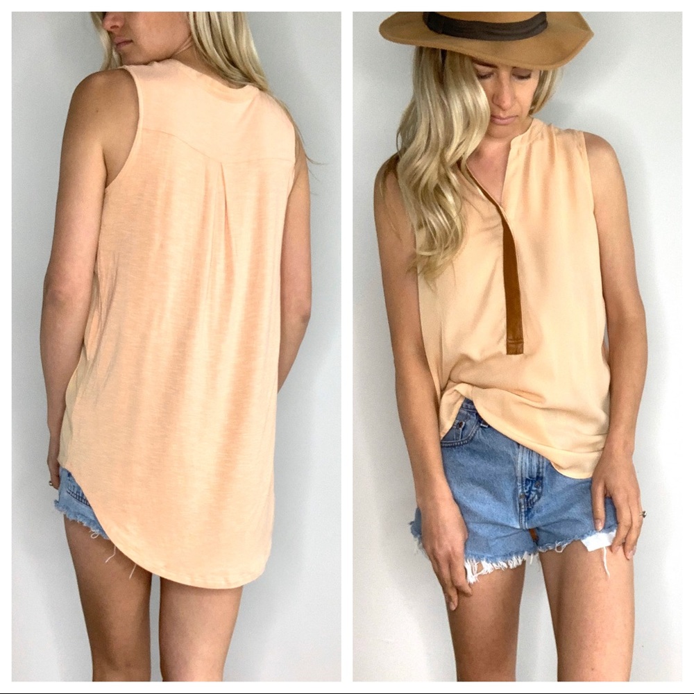 Anthropologie Neutral Peach Sleeveless Long Top S
